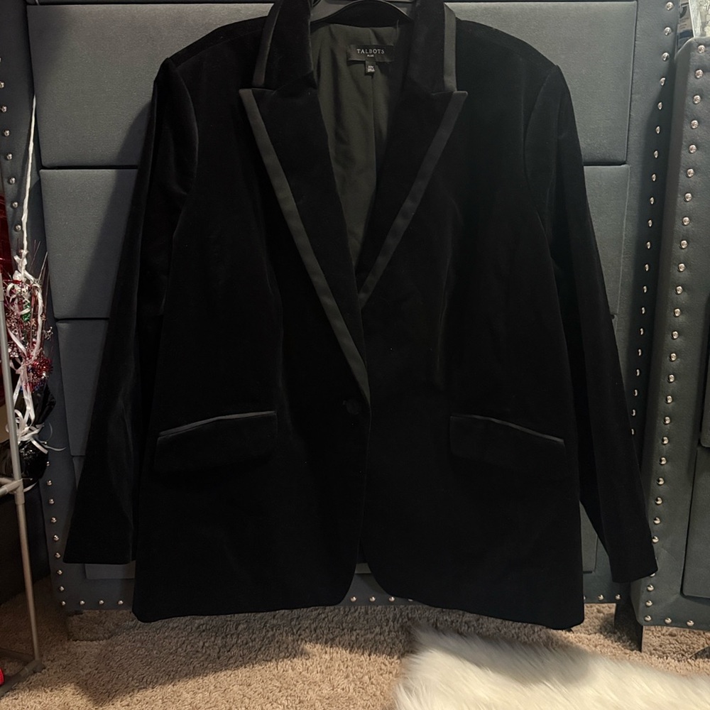 Talbots plus Black Velvet Tuxedo Blazer 22w